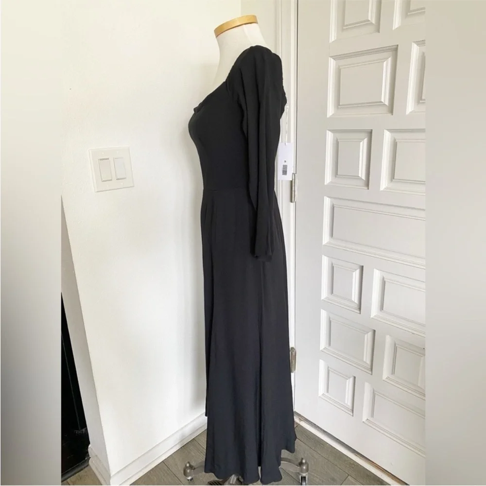 NWT Reformation Ballari Black Off The Shoulder Long Sleeve Maxi Dress Size 8
